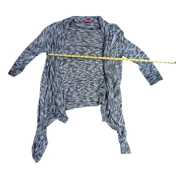Say What Knit Crochet Cardigan Open Front Small Cascade Black White Lightweight - Picture 6 of 7